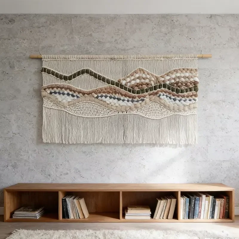 Heritage Style Wave Pattern Macramé Wall Hanging for Premium Hospitality Spaces