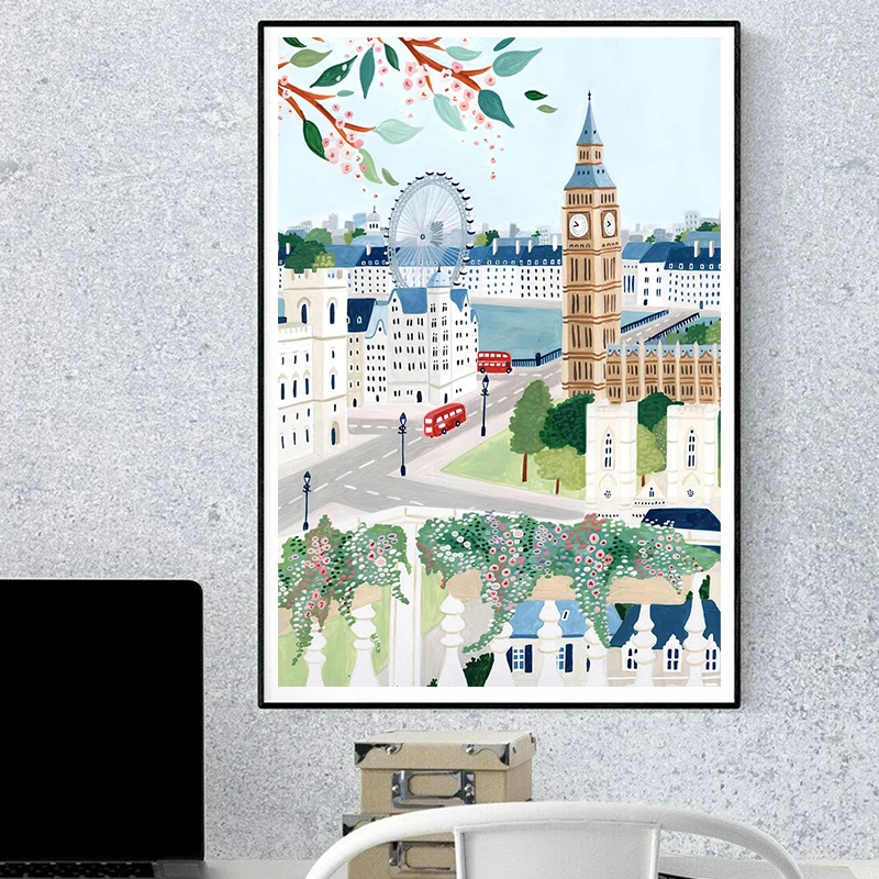 Positano London Vilnius Lithuania Amsterdam Travel Poster and Print Canvas Painting Wall Art Picture for Room Home Office Decor