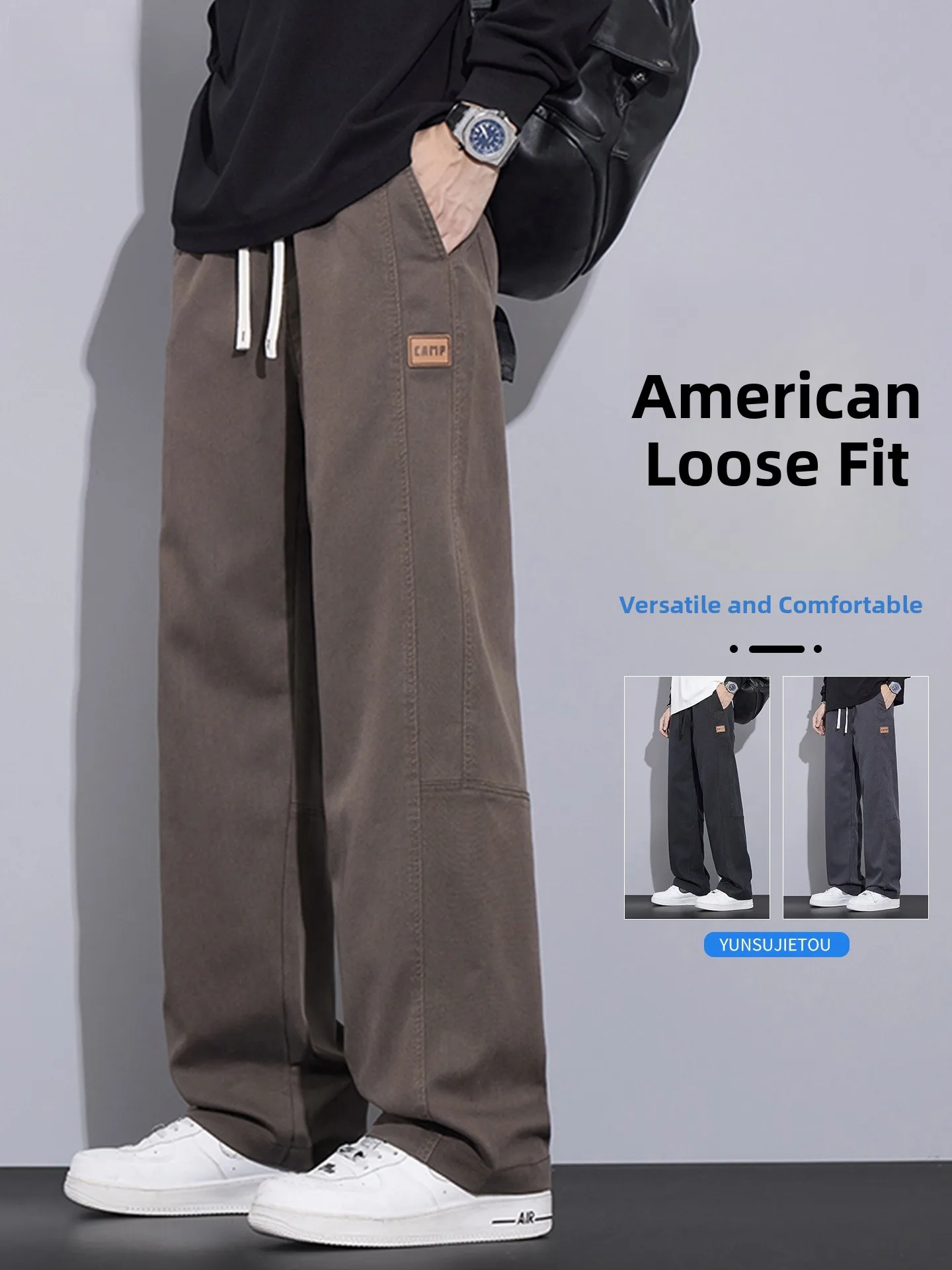 

New 2026 Men's Straight Leg Casual Pants Faionable Versatile High Waist Wide Leg Advanced Sensation Loose Fit Long Trousers