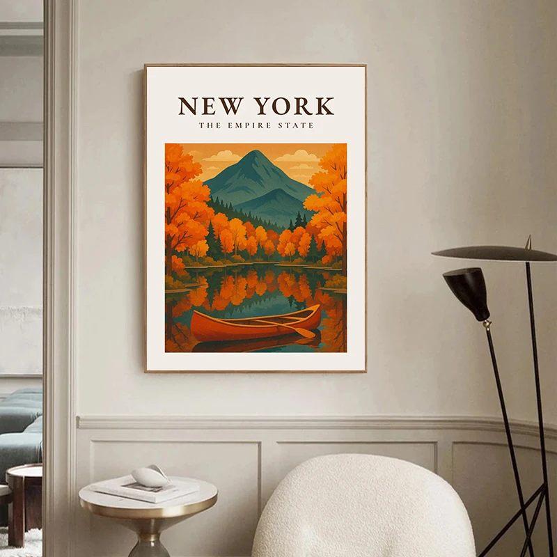 الولايات الرجعية الخريف المشهد الملصقات الحديثة يطبع قماش اللوحة Vintage الخريف صور فنية للجدران ديكور غرفة المعيشة المنزلي