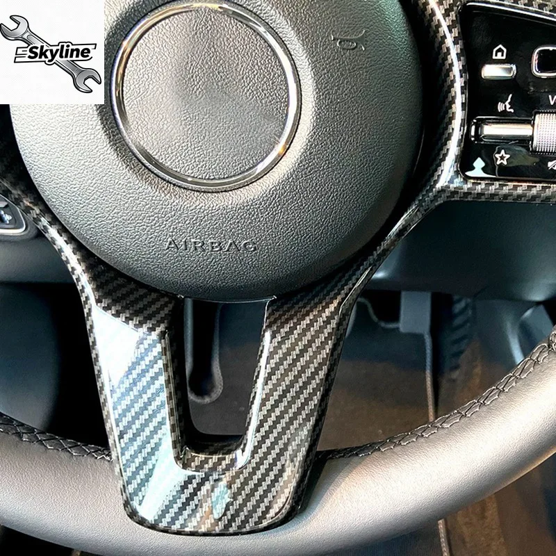 Car Carbon Fiber Steering Wheel Panel Cover Trim For  A B C E G CLA GLB Class W177 W247 W205 W213 C118 W118