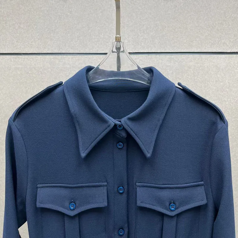 2026, autumn, new style, women's shirt-style dress, long-sleeved lapel single-button long dress, high-quality formal wear, y2k