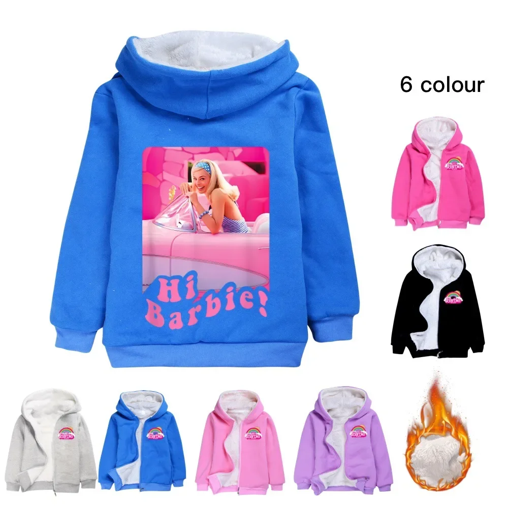 

MINISO Barbie The Movie Zipper Thick Coat for Boys and Girls Winter Coat Christmas Best Gift Tiny Cottons Kids Winter 2024