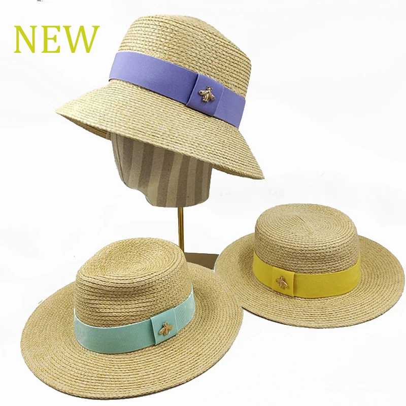 Chapeau de paille Fedora avec ruban élastique coloré, divers accessoires pour hommes et femmes, décoration extérieure, mode