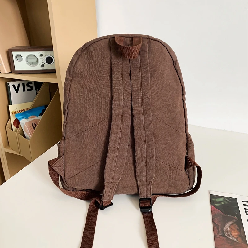 100% Cotton Backpacks For Women Solid Canvas Leisure Or Travel Bags Unisex Fabric School Bags Large Capacity Cloth Satchels