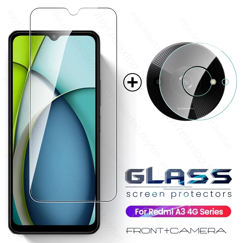 for Redmi A3 4G Glass 2To1 Camera Lens Screen Protector Case on RedmiA3 Protective Glass Radmi Redmy Readmi A 3 X 3A 3X A3Pro 4G