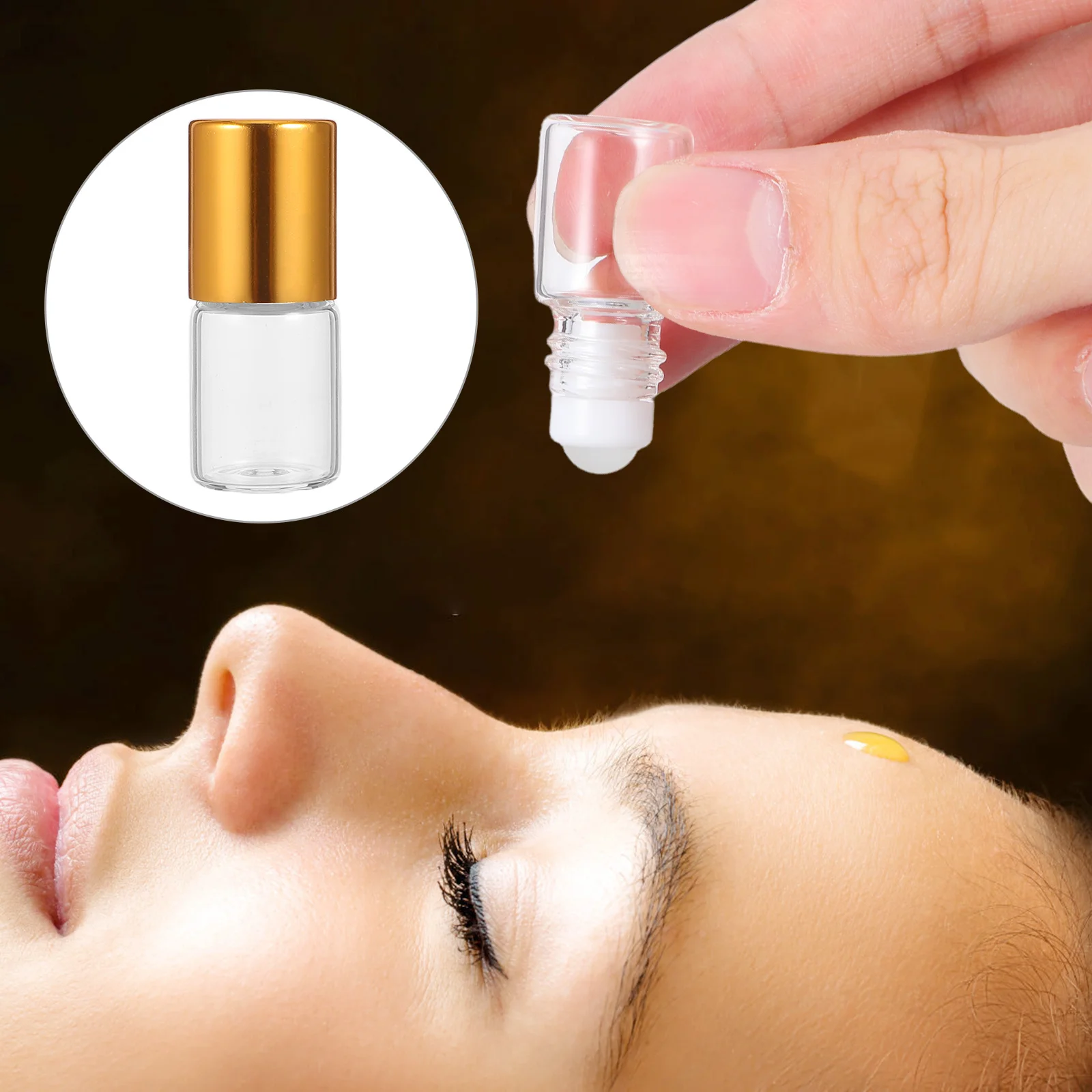 12 قطعة زجاجات دوارة من الزجاج الشفاف 2 مللي حاويات الزيوت العطرية حجم السفر قوارير عطر قابلة لإعادة الملء غطاء ذهبي أنيق الدقة #1