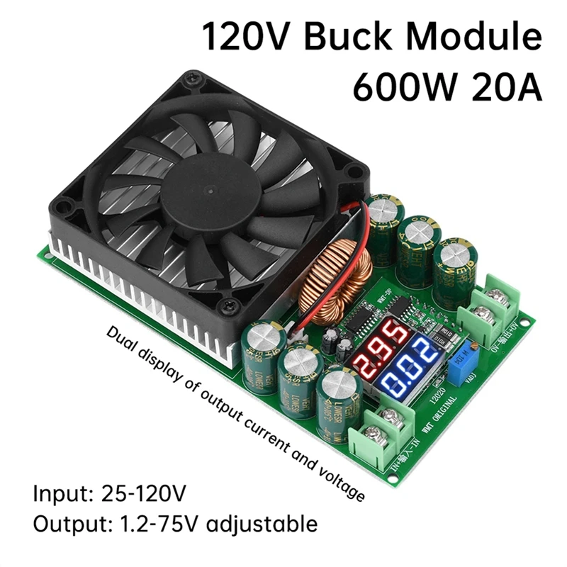 600W 30A DC-DC Buck Module CV CC Adjustable Buck Converter 120V 100V 96V 84V Display Solar LED Driver Power Supply