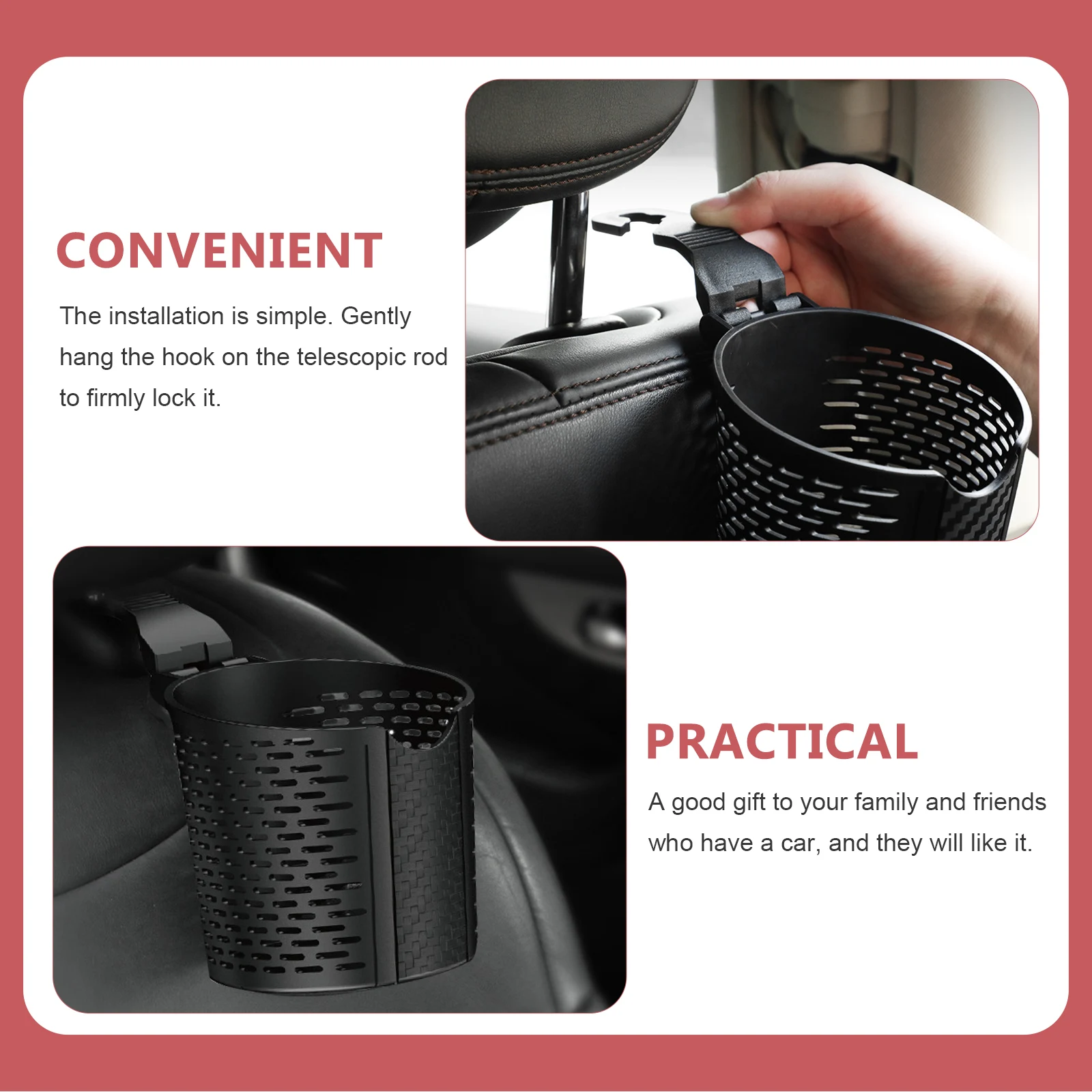 

Car Headrest Beverage Cup Holder Universal Plastic Hanging Water Cup Organizer Car Seat Long Term Practical Gift
