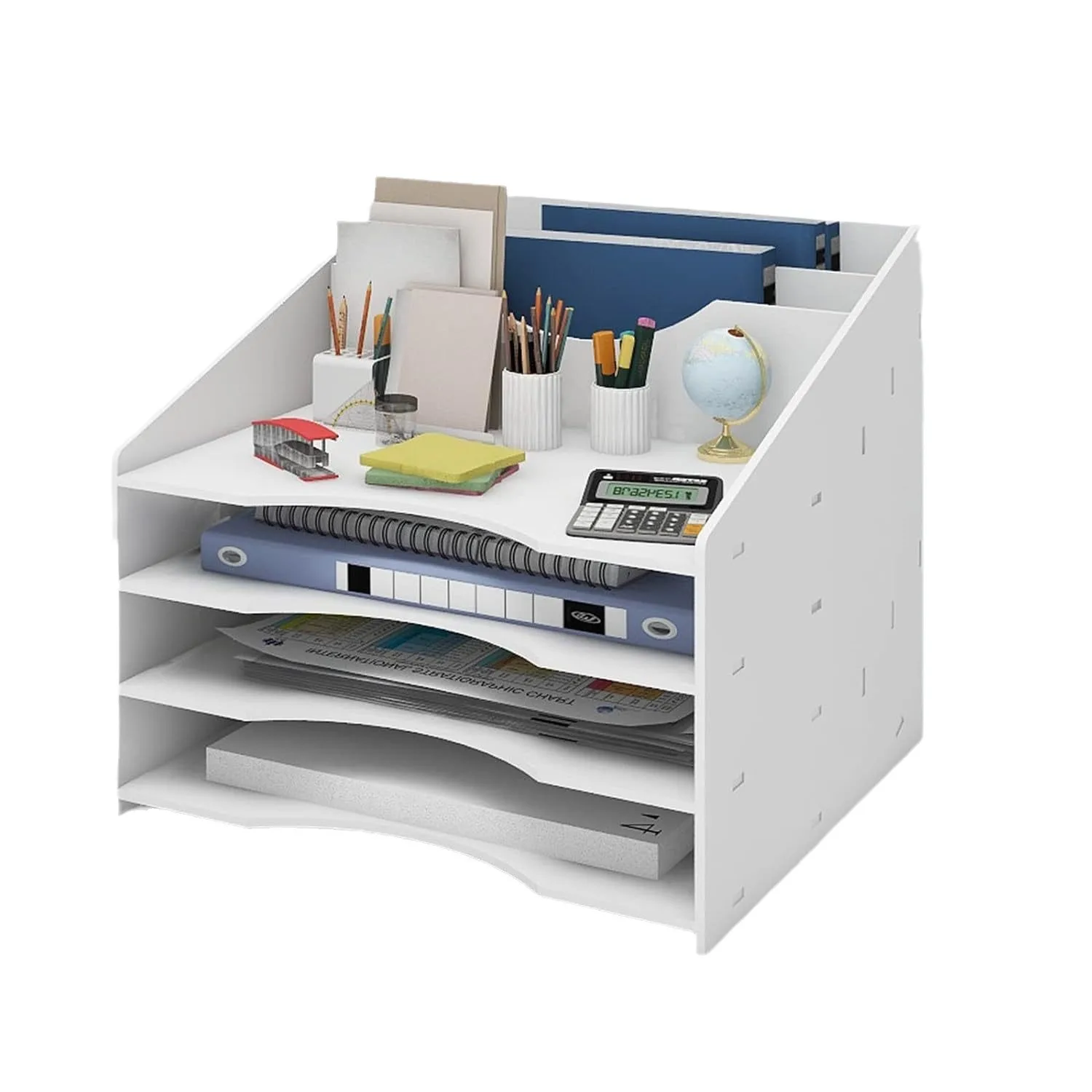 Modern Simple A4 Double Folder Desktop Document Storage Shelf PVC Wood Plastic Board Paper Organizer Box for Office