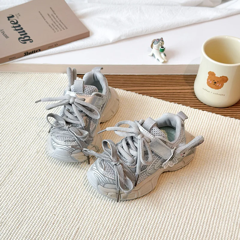 

Girls Sports Shoes with Cute Bunny Kids Sneakers Mesh Breathable 2025 Autumn New Children Running Shoes Soft Bottom Non-slip