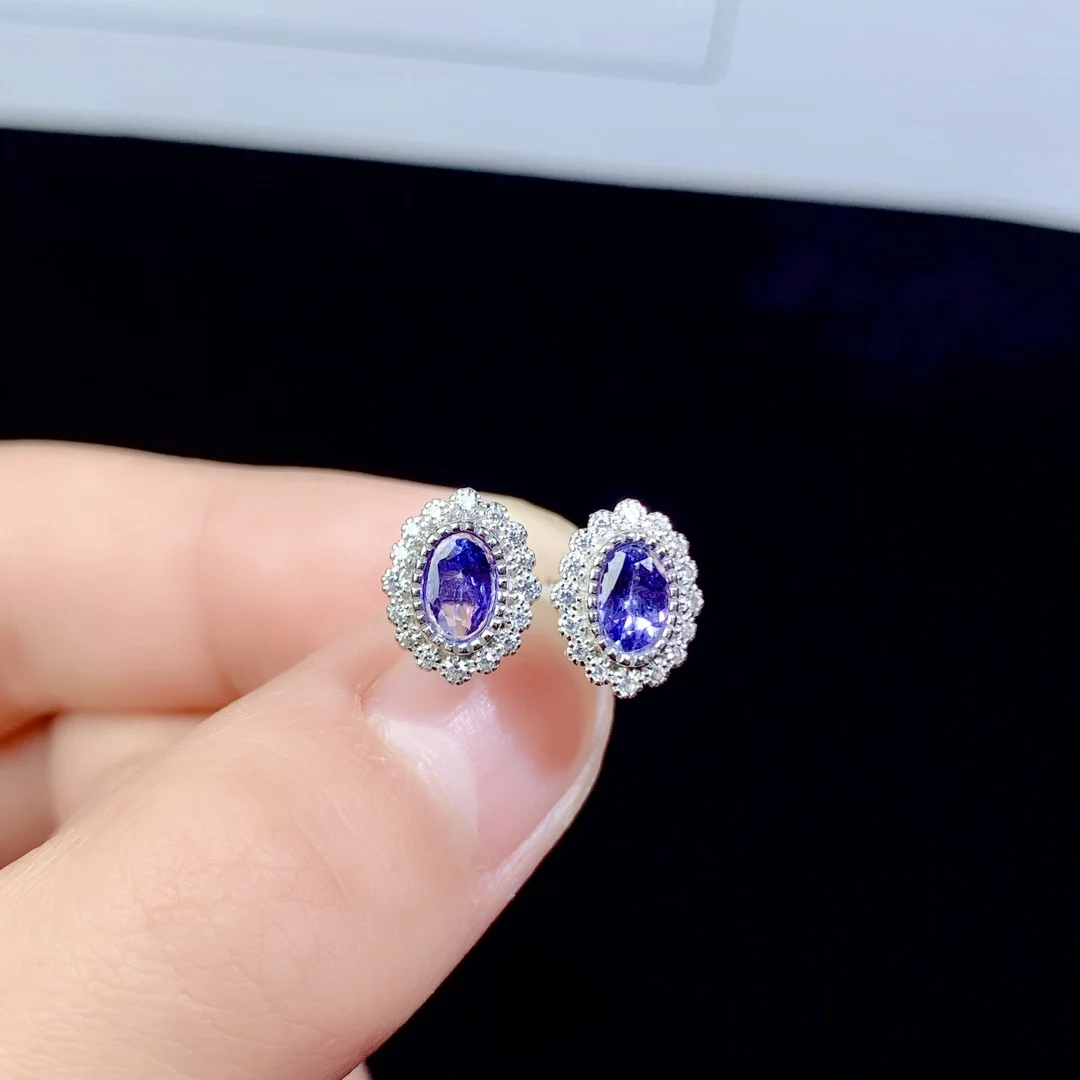 Natural Tanzanite Women's Silver 925 Wedding Nail Gemstone Free Shipping Simple Atmosphere Sterling Certified Jewelry Boutique