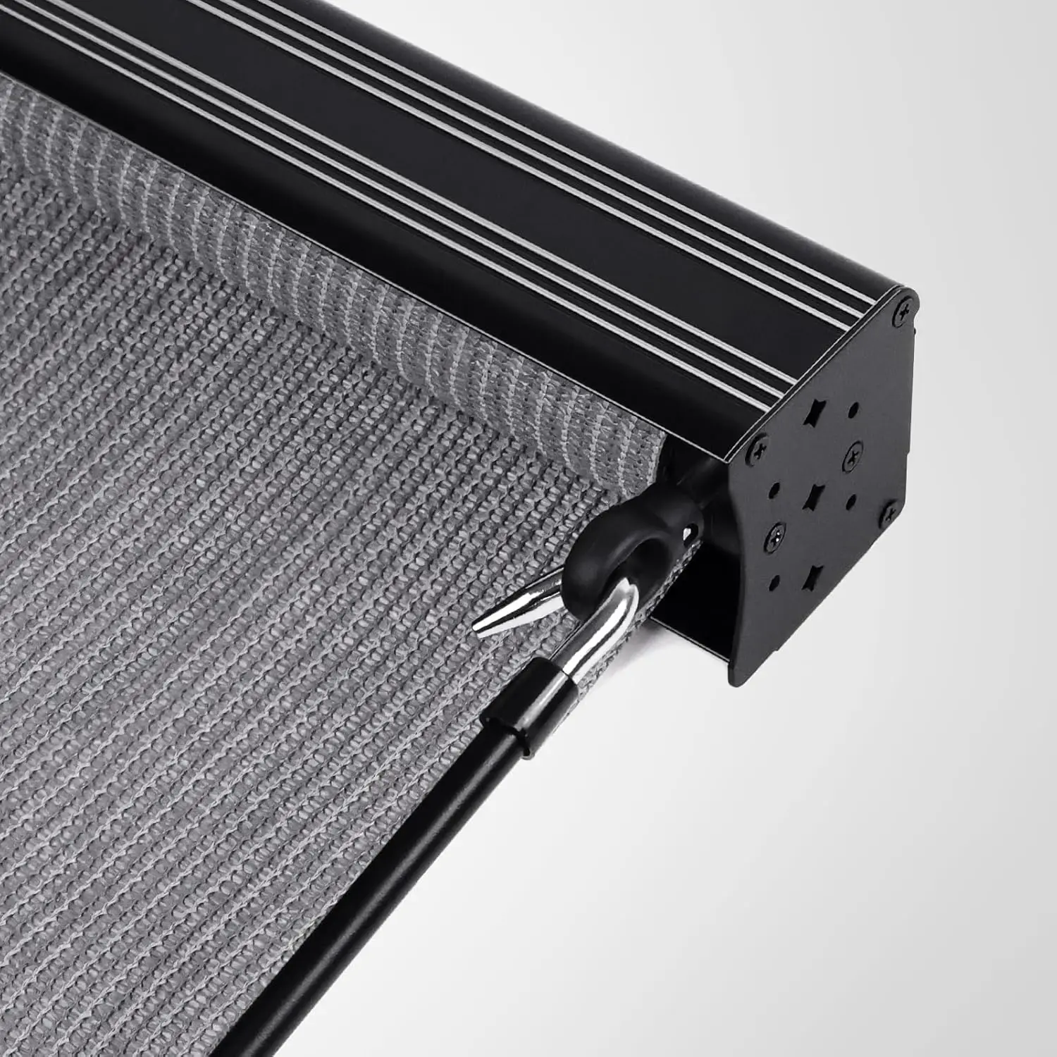 Outdoor Patio Porch Gazebo Roller Shade with Gray Blackout Fabric, Cordless Wand Operation, Aluminum Valance