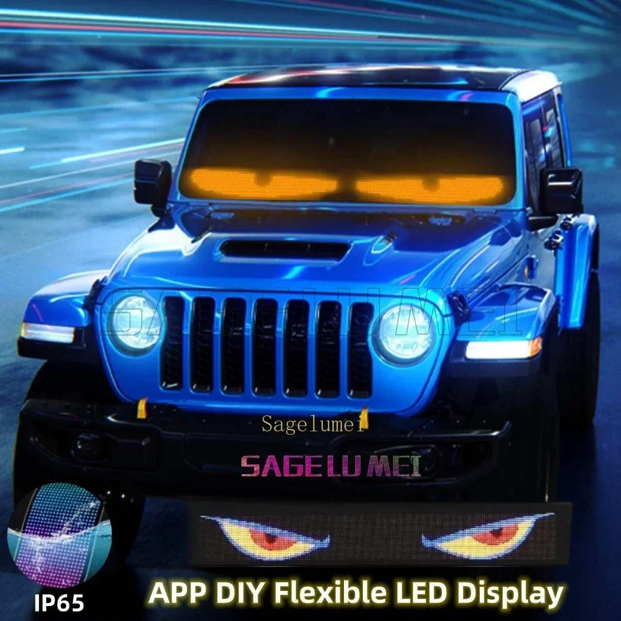 New Big Car Truck Evil's Eye Display Screen Bluetooth App Remote Scrolling Advertising Logo Multilingual DIY LED Matrix Panel