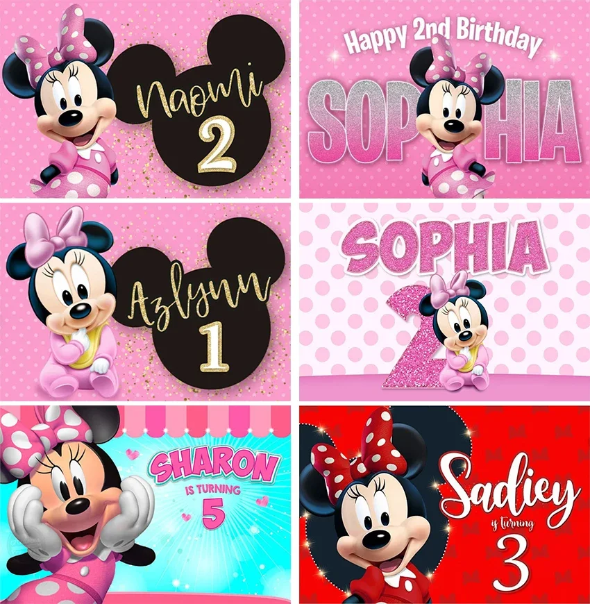 Disney Mickey Minnie Backdrop Girls Boys Birthday Party Decoration Can Be Customized Photo Background Booth Studio Props