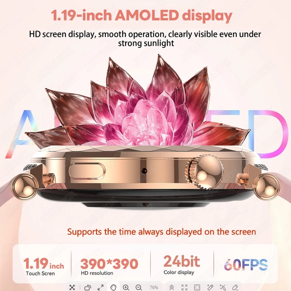 2025 New AMOLED Fashion Smart Watch Women NFC Bluetooth Call Sports Watches 1.19 inch 390*390 HD Smart Watch  For Watch 4 mini