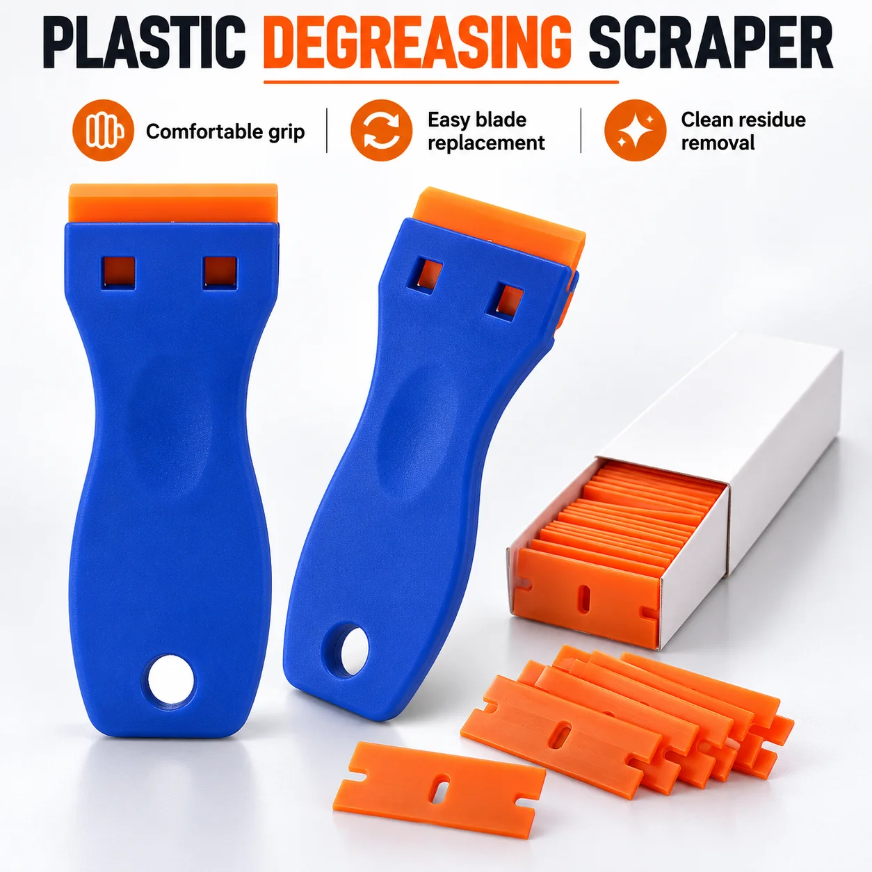 Plastic Razor Blade Scraper Remove Label Tool Forwithout Scratches Adhesive Remover for Stickers Paints on Window Car Glass