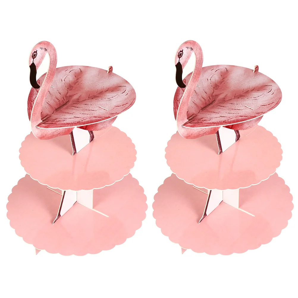 

2Pcs Flamingo Paper Cupcake Stand Three-Layer Dessert Display Holder Perfect for Wedding Birthday Party Shower Anniversary