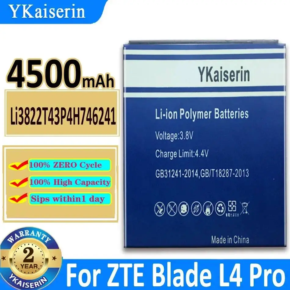 Batería de teléfono móvil Li3822T43P4H746241 4500mAh para Zte Blade L4 Pro A465 A475 Twm Amazing X3s A315