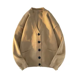 Cárdigan con cuello en V para hombre, cárdigan de punto con cuello en V, abrigo grueso y cálido a prueba de viento para otoño e invierno, uso diario informal