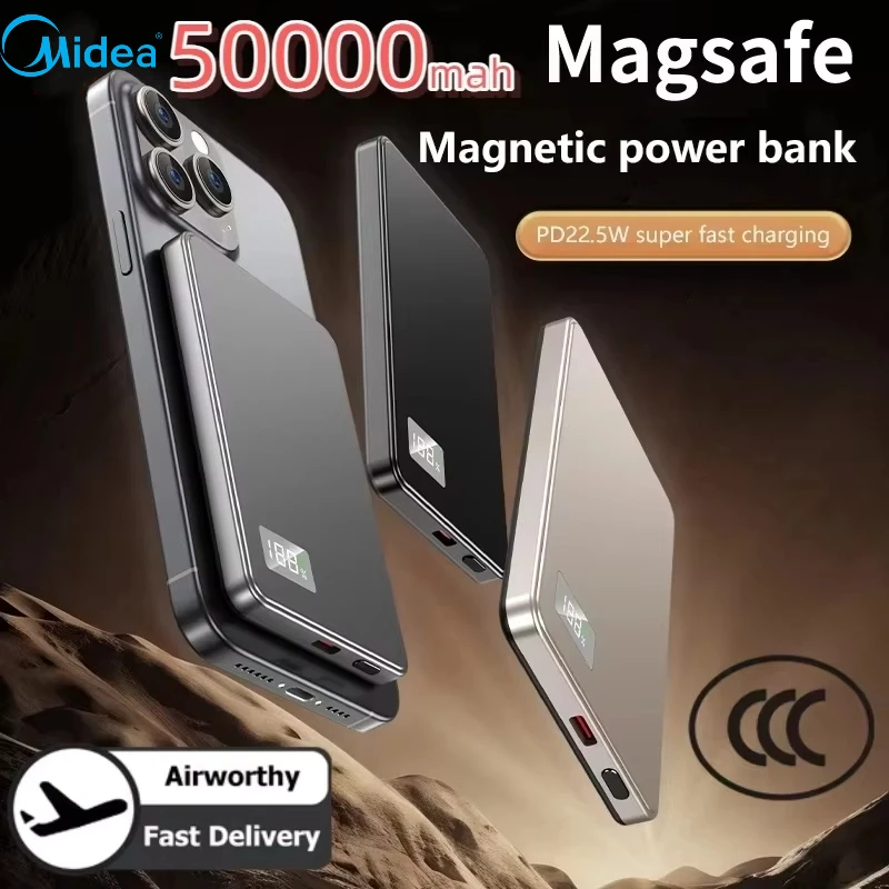 حار 50000mAh المحمولة المغناطيسي اللاسلكي PowerBank PD22.5W شحن سريع بطارية خارجية ل Magsafe آيفون سامسونج #3