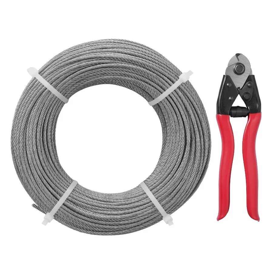 

T316 Deck Railing Cable 1 8 Stainless Steel Wire Rope 300 ft with Cutter Kit 7x7 Strands Construction Marine Aircraft Grade fo
