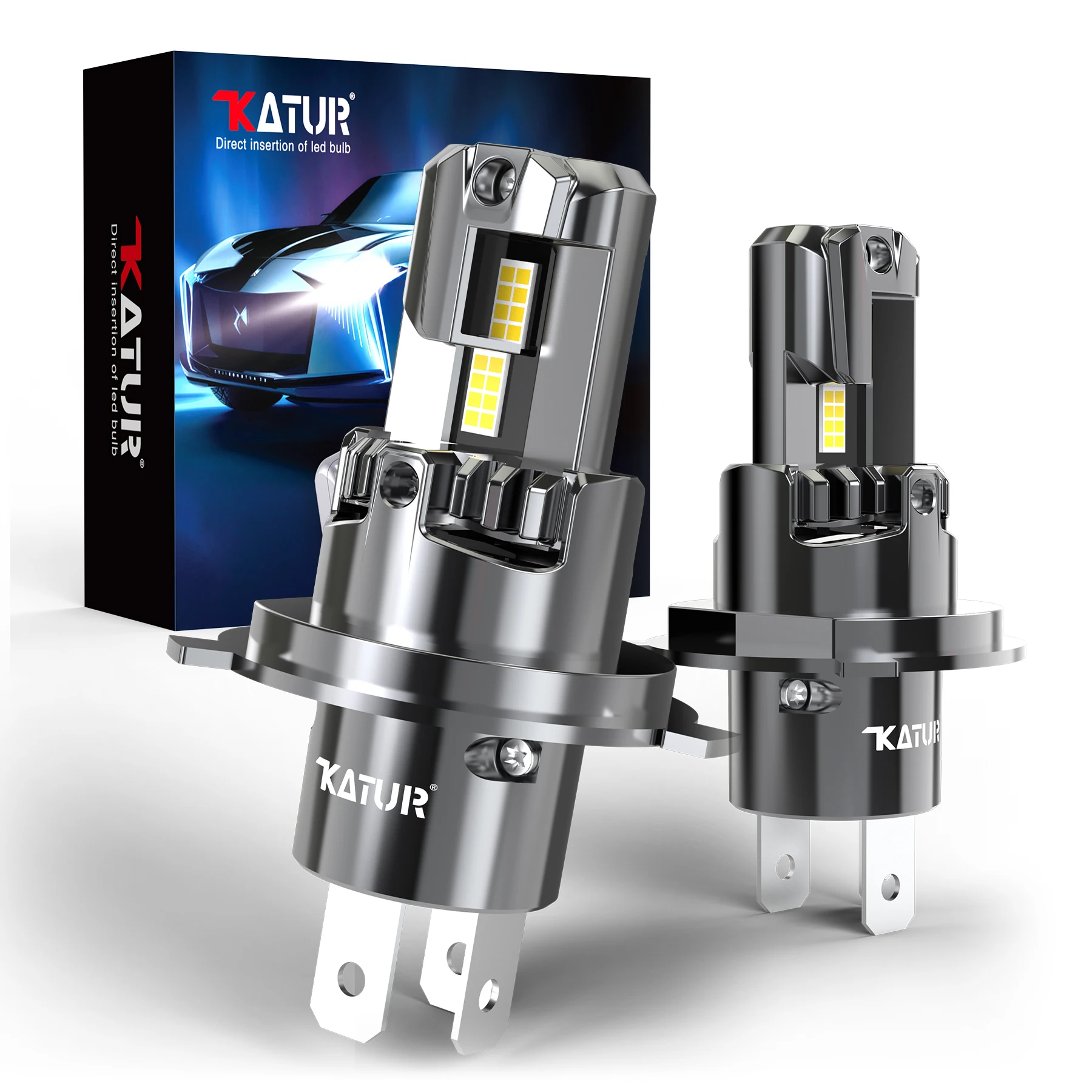 Katur 2x H4 Car Led Bulbs High Low Beam Headlight with Fan Day Light Hi-Lo Beam For Fiat Panda 1982~2023 Punto Evo 2009~2012