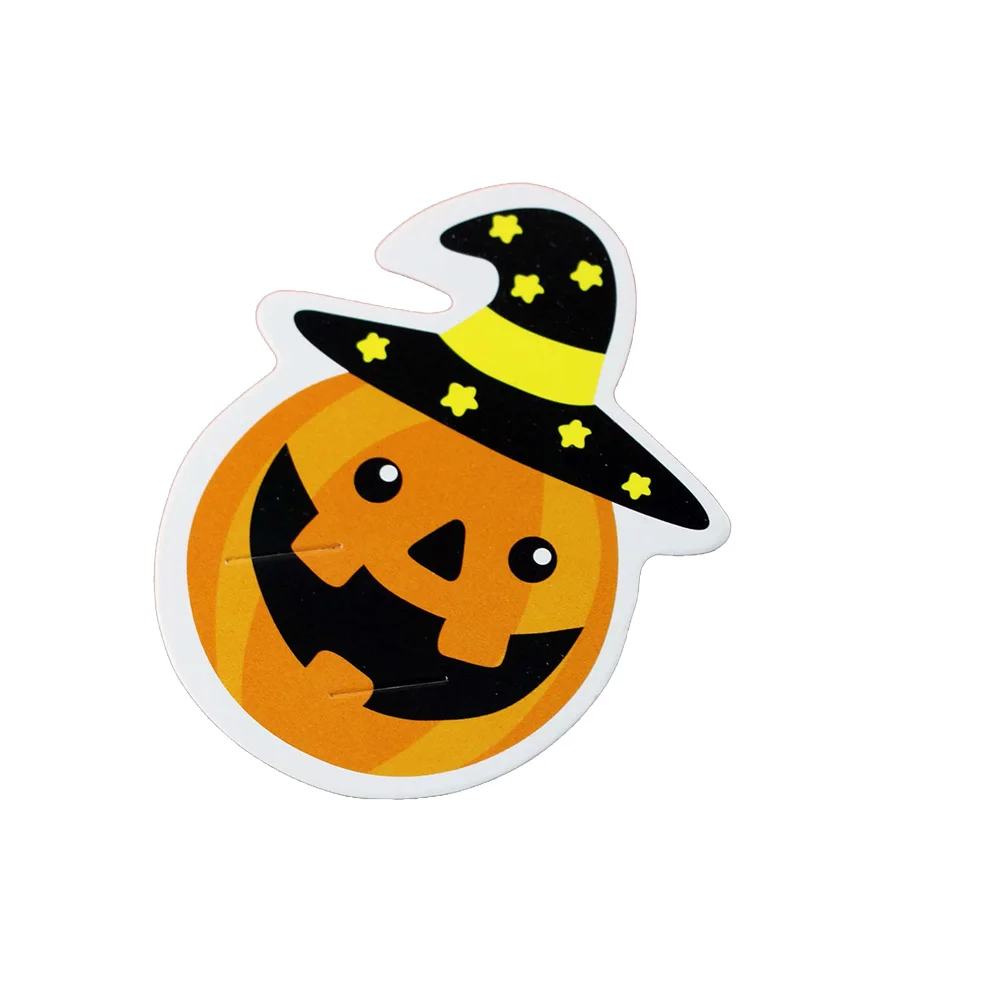 

50 Pcs Halloween Lollipop Cards Tiny Pumpkins Ghosts Packaging Decorations Paper Message Card Display