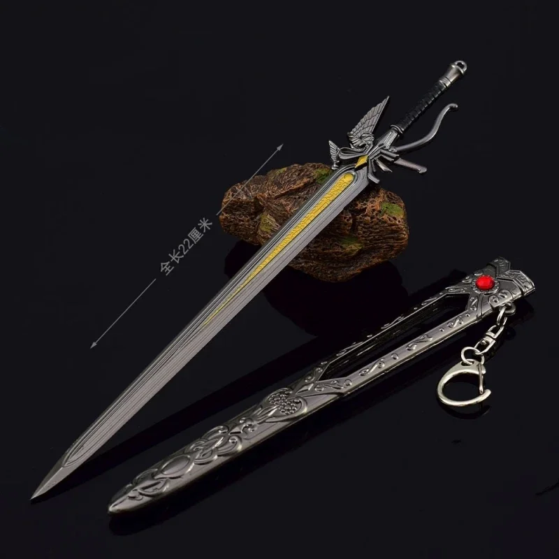 Final Game Peripheral Metal Fantasy Sheathed Weapon Sword of The King Static Model Crafts Cosplay Toy Decorative Ornaments 22cm