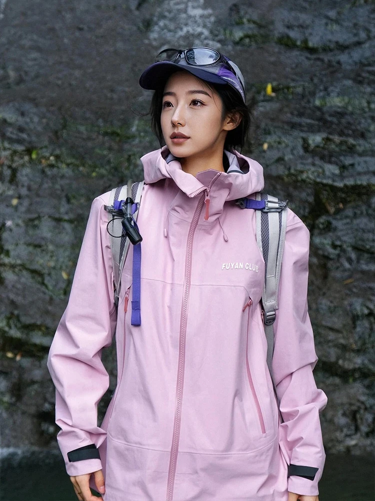 

Женская розовая ветрозащитная и водонепроницаемая куртка Fuyuan для активного отдыха, новая модель 2026 года, комплект для походов в горы «три в одном» для пар
