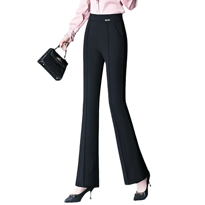 High Waist Flared Suit Casual Black Wide Leg Pants Straight Cut Long Pants Autumn Winter New Style Fashionable Women's Pants