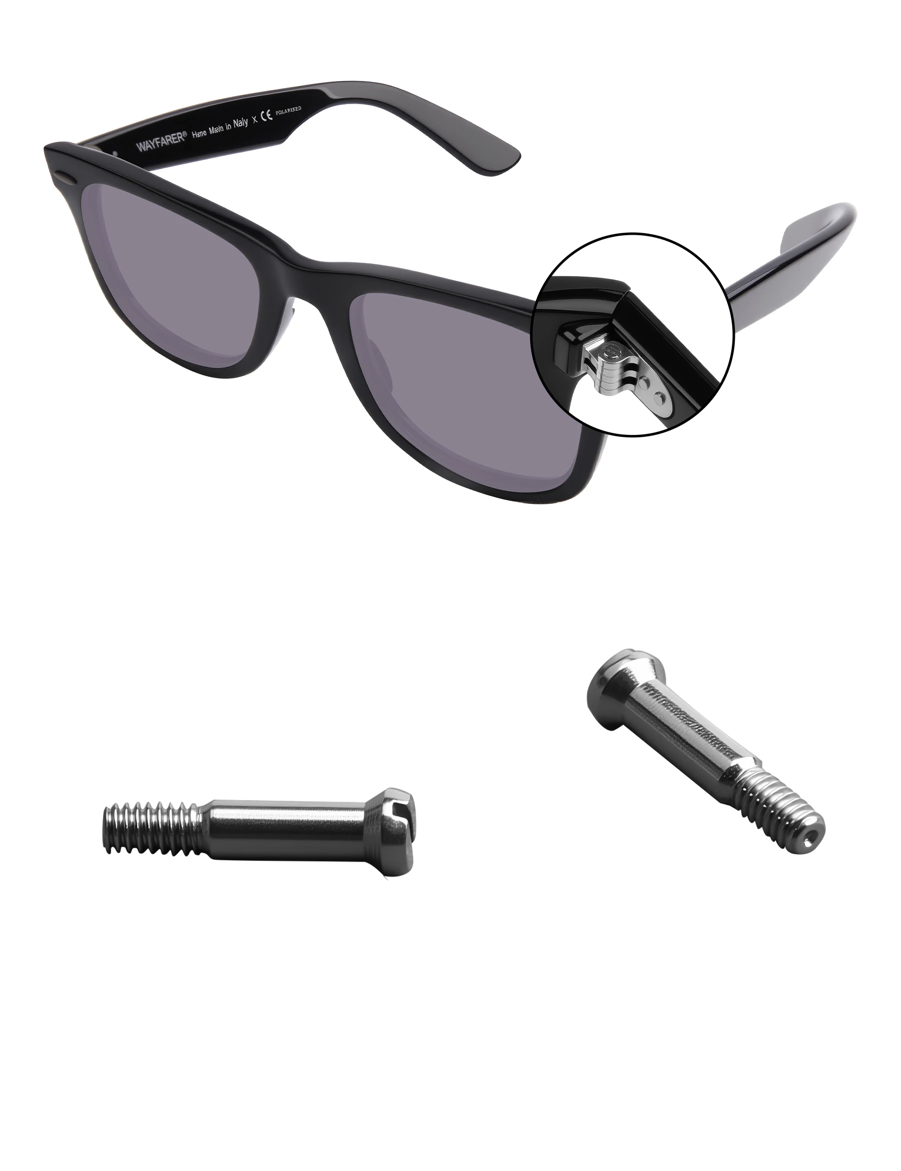 Сменные винты с плоской прорезью из нержавеющей стали LOCKFIT 2,0*1,0*7,0 мм для рамы RayBan Wayfarer RB2140