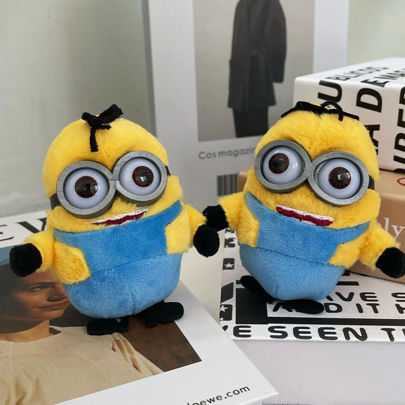 Minions Plush Toys Movie Despicable Me Keychain Bob Kevin Stuart Cartoon Plush Doll Backpack Pendant Soft Toy Keyring Girl Gift