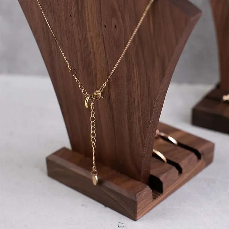 Light luxury high-end geometric creative walnut jewelry rack square earring rack combination earrings display props