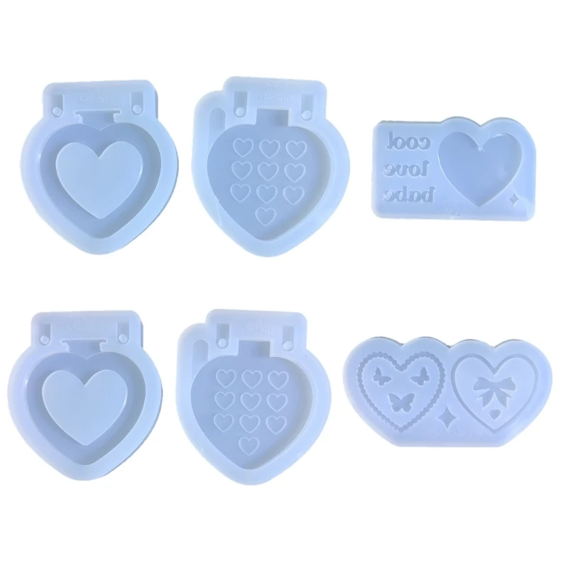 

517F 3Pcs Heart Phone Resin Mold Kit,Picture Frame Silicone Mold DIY Jewelry Casting Mold Heart Keychain Pendant Epoxy Mold