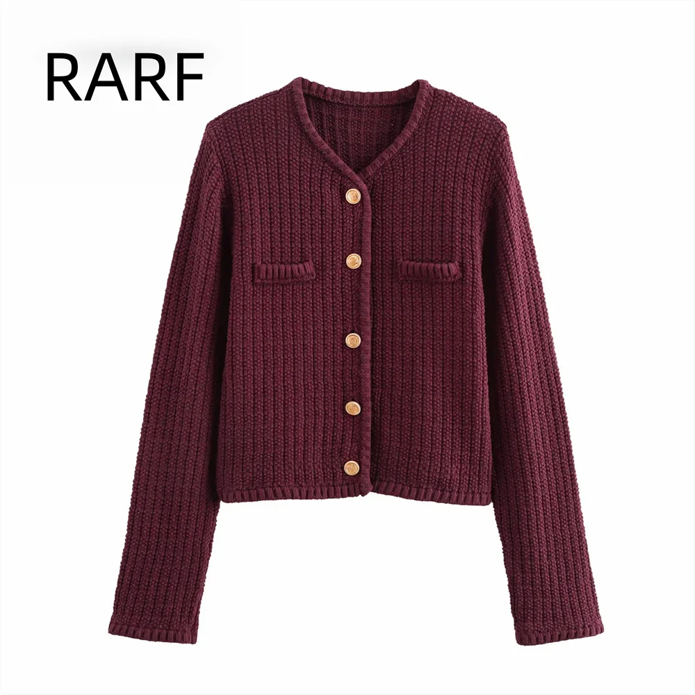 Women's Knitted Sweater 2024 Autumn New Style Texture Single breasted Long sleeved Knitted Short Cardigan