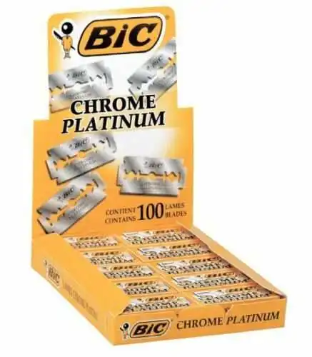 Bic-cuchillo de afeitar cromado Platinum, doble filo, 100 piezas, paquete de 20x5