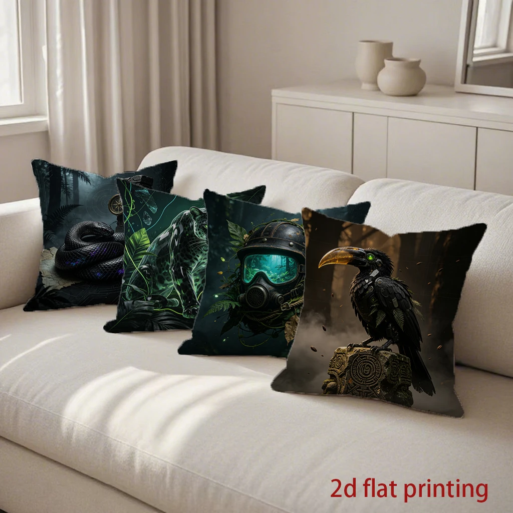 Jungle Dark Fantasy Cushion Covers Pattern Cushion Cover Suitable for Sofa Bedroom Car Pillow Cover