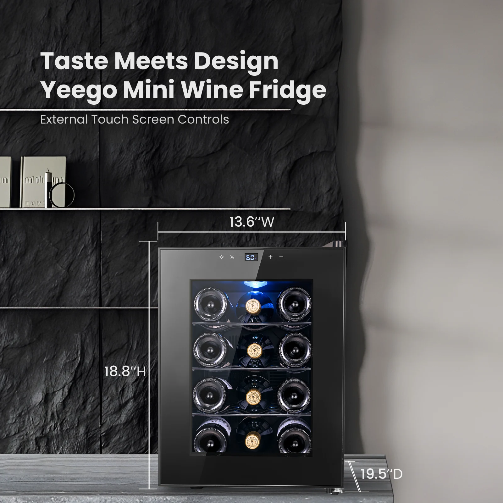 Yeego 33L Stylish Wine Refrigerator - Ideal Beverage Cooler with Quiet Thermoelectric Cooling and Organized Storage for Home Use