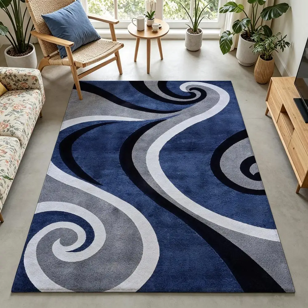 2D 1pc Abstract Swirl Soft, Easy Care, Machine Washable Indoor Rug Suitable For Under Dining Table, Living Room, Bedroom, Hallway, Entryway, Home Office, Rural Style Home Decor