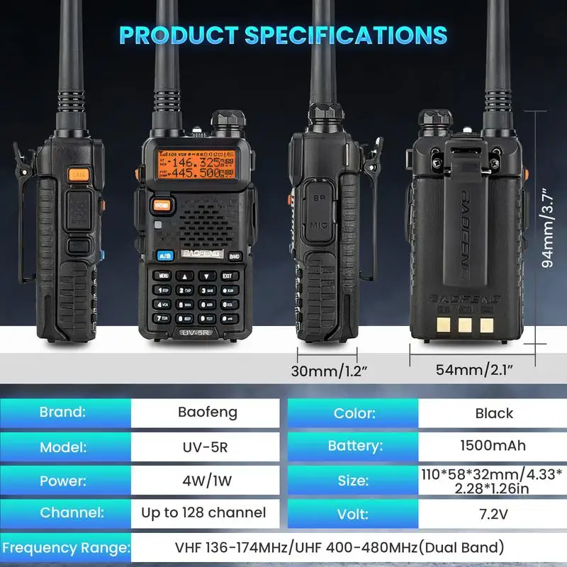 BAOFENG UV-5R هام راديو طويل المدى UV5R اتجاهين راديو ثنائي النطاق 144-148/420-450Mhz اسلكية تخاطب يده قابلة للشحن