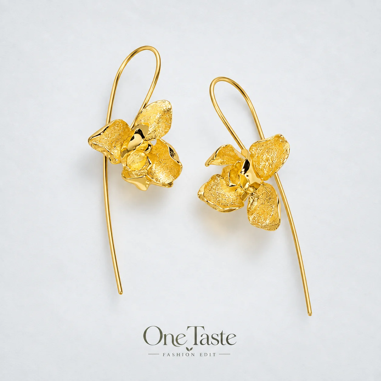 Gold Plated Elegant Phalaenopsis Flower Dangle Drop Earrings Women Dainty Fashion Jewelry Statement Earring 925 Silver Hook Gift