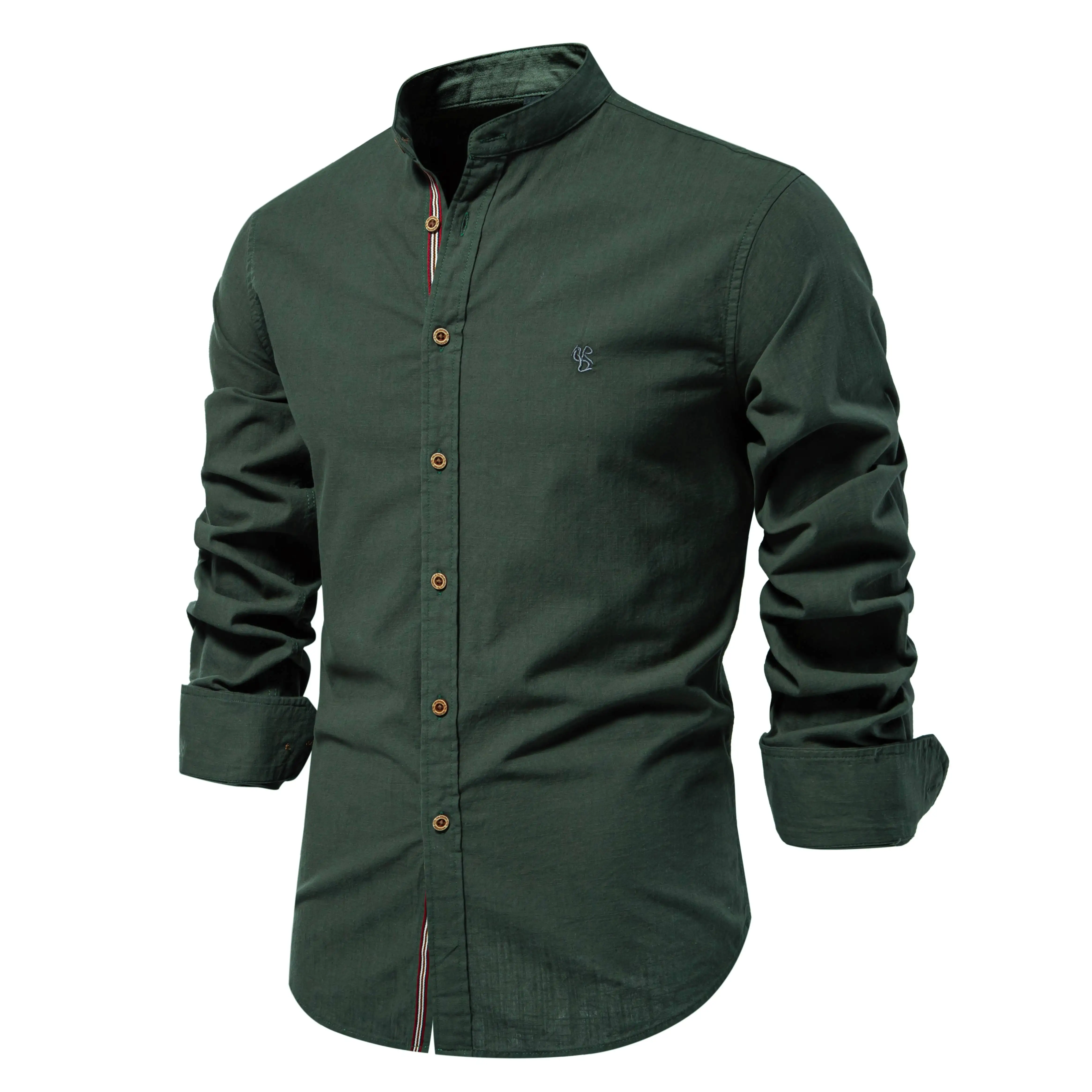 AIOPESON Men's Solid Long Sleeve Casual Shirt 3