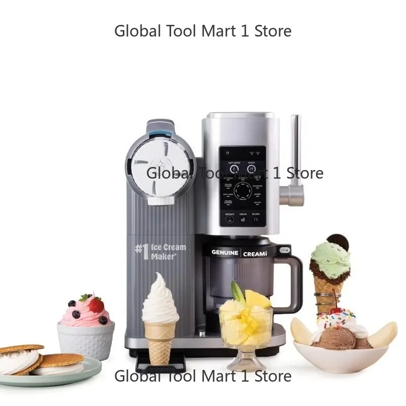 Electric Ice Cream Maker 1000W Soft Serve Sorbet Milkshakes Frozen Yogurt 13-in-1 Programs Handle 2-in-1 Household