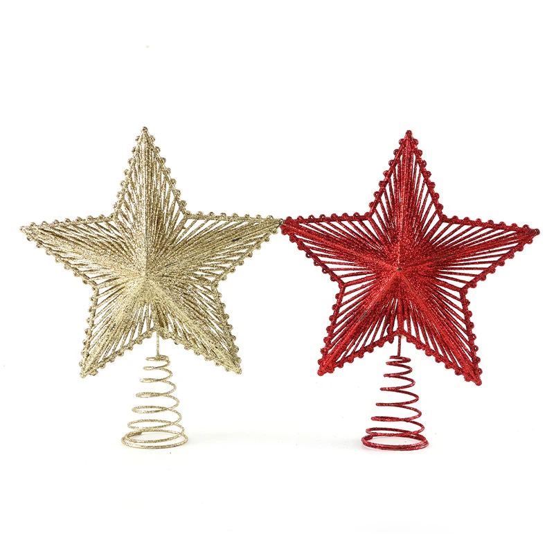 

1 Pcs 27.7*19.6cm Gold Silve Sequins Five Pointed Star Tree Top Hat Hollow Out New Year's Christmas Party Supplies Home Decorati