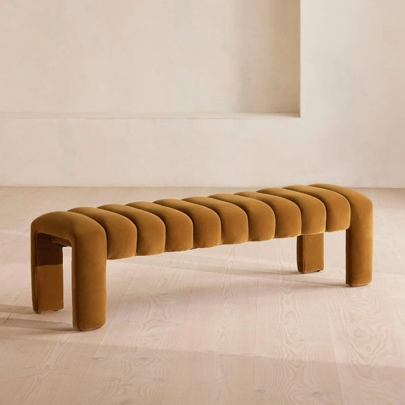 

Modern simple fabric bedside stool household bedroom foyer shoe changing stool living room medieval makeup bench