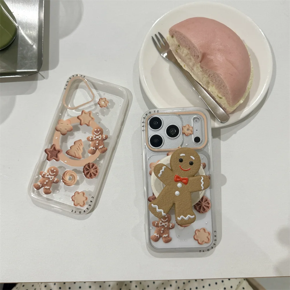 Fashion Cartoons Cookie Magnetic Phone Case for iPhone 18 Pro 17 16 15 16 17 Pro 18 Pro Max Anti-vibration Cute Protective Cover