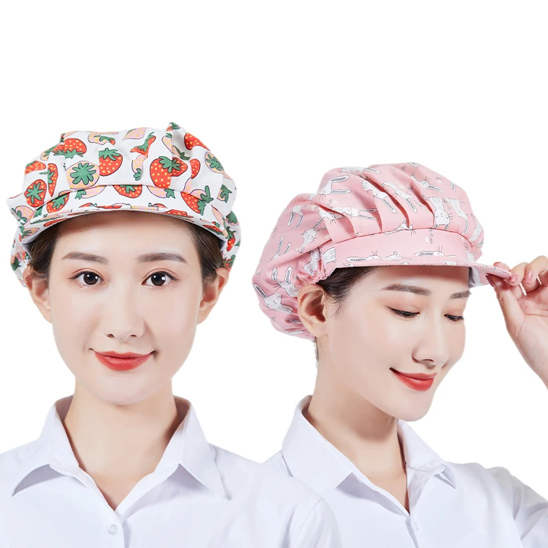 Cotton Chef Hat Fwomen Kitchen Home Cooking  Anti-fume Anti-hair Loss Sanitary Hat Food Catering BakerCook Hair Cap With Brim