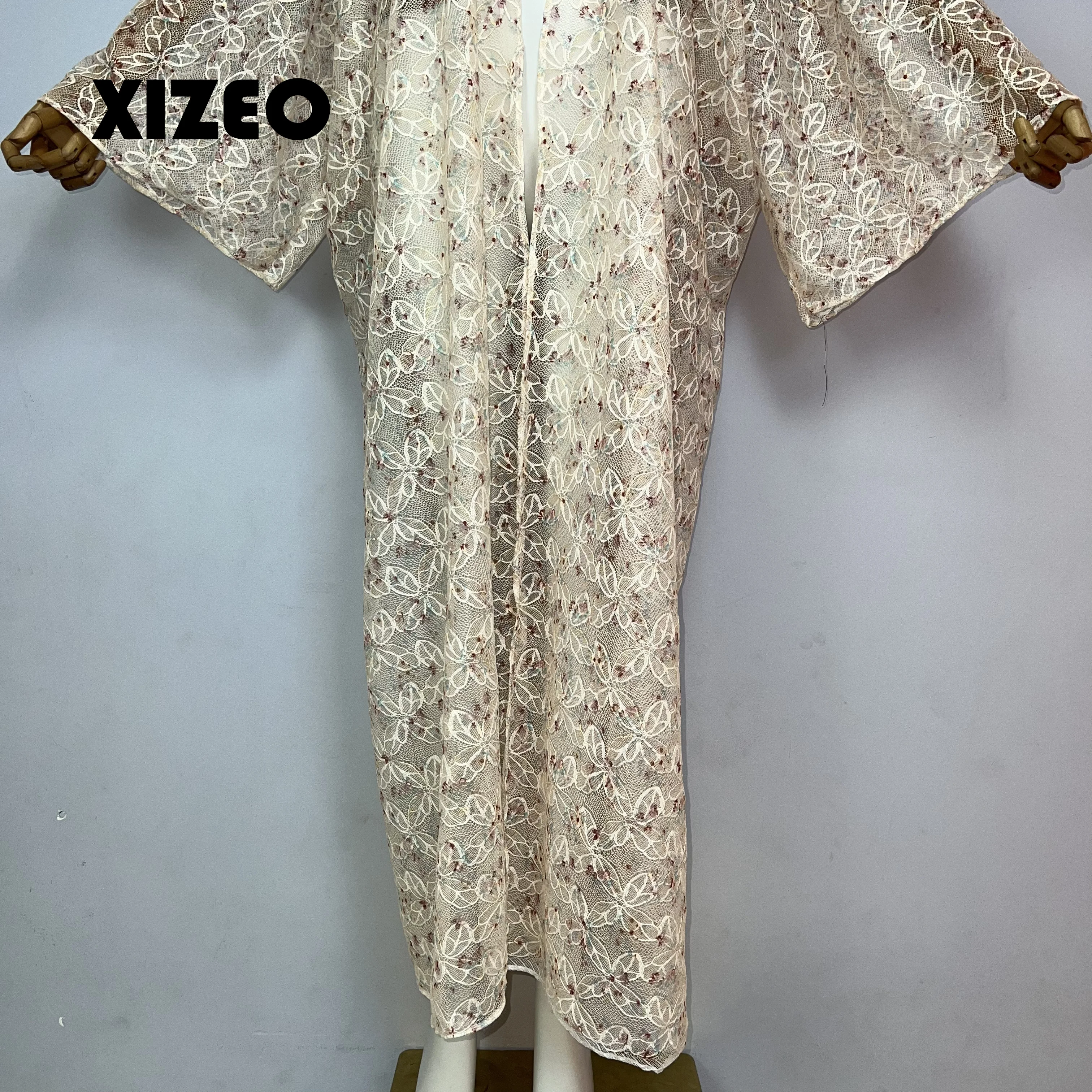 XIZEO Summer Women Cardigan stitch Cocktail sexcy Boho Maxi African Holiday long Sleeve cottonfeeling Robe kimono kaftan