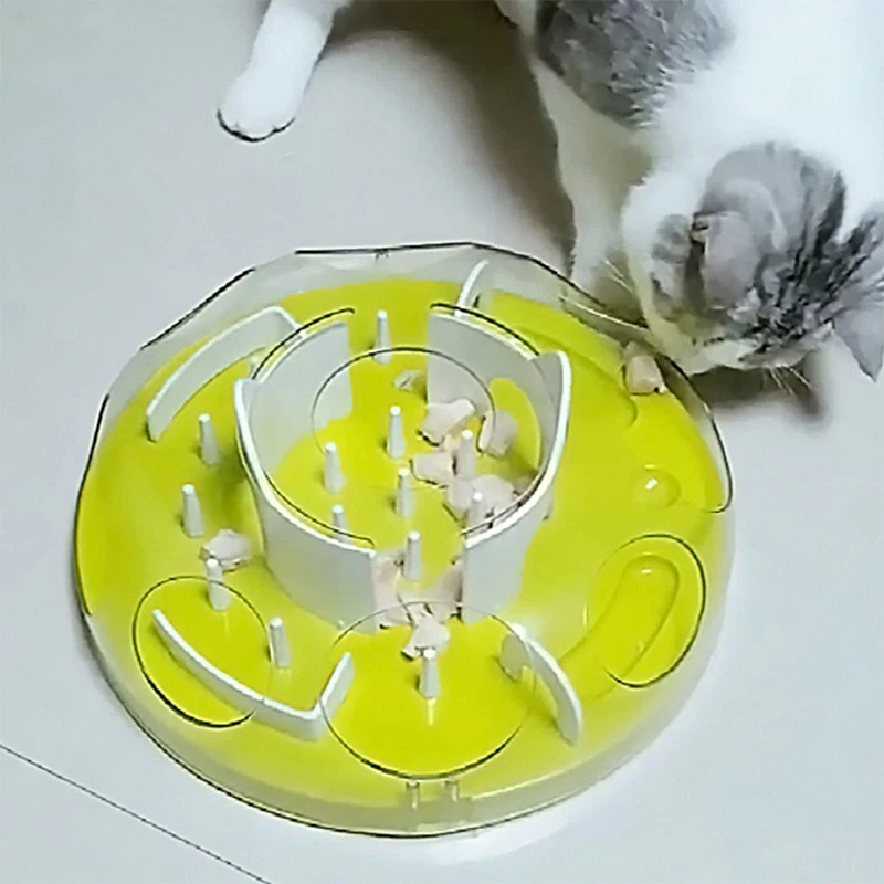 Cat Treat Puzzle Interactive Treat Dispensing Toy Mental Enhancement Slow Feeder Toy Cat Puppy Puzzle Slow Feeder Tray